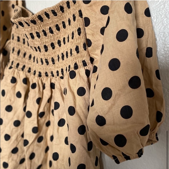 Faithfull The Brand Dallia Mini Dress Emelda Polka Dot Cold Shoulder Babydoll - Picture 6 of 16